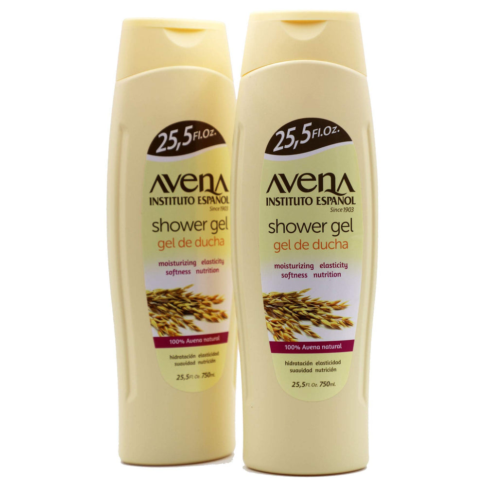 Avena Instituto Espanol Shower Gel bottle front view highlighting natural oats and moisturizing formula.