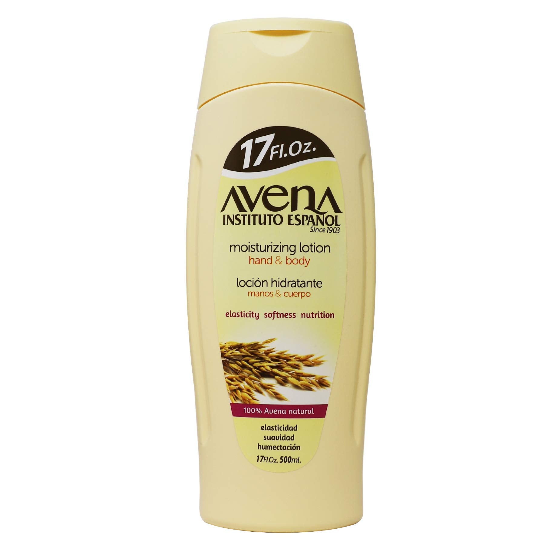 Avena Instituto Español locion suave para uso diario en manos y cuerpo.