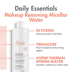 Aplicación de Avène Agua Micelar en el rostro para desmaquillar