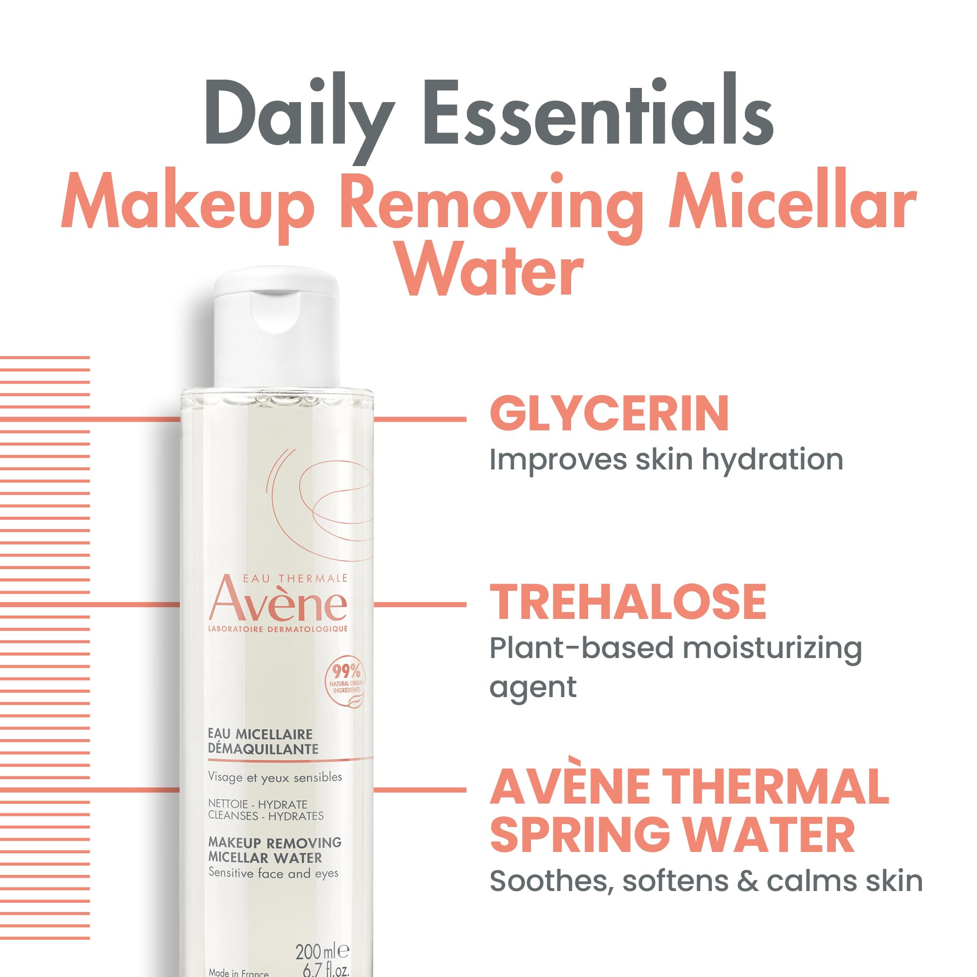 Textura ligera de Avène Agua Micelar en contacto con la piel