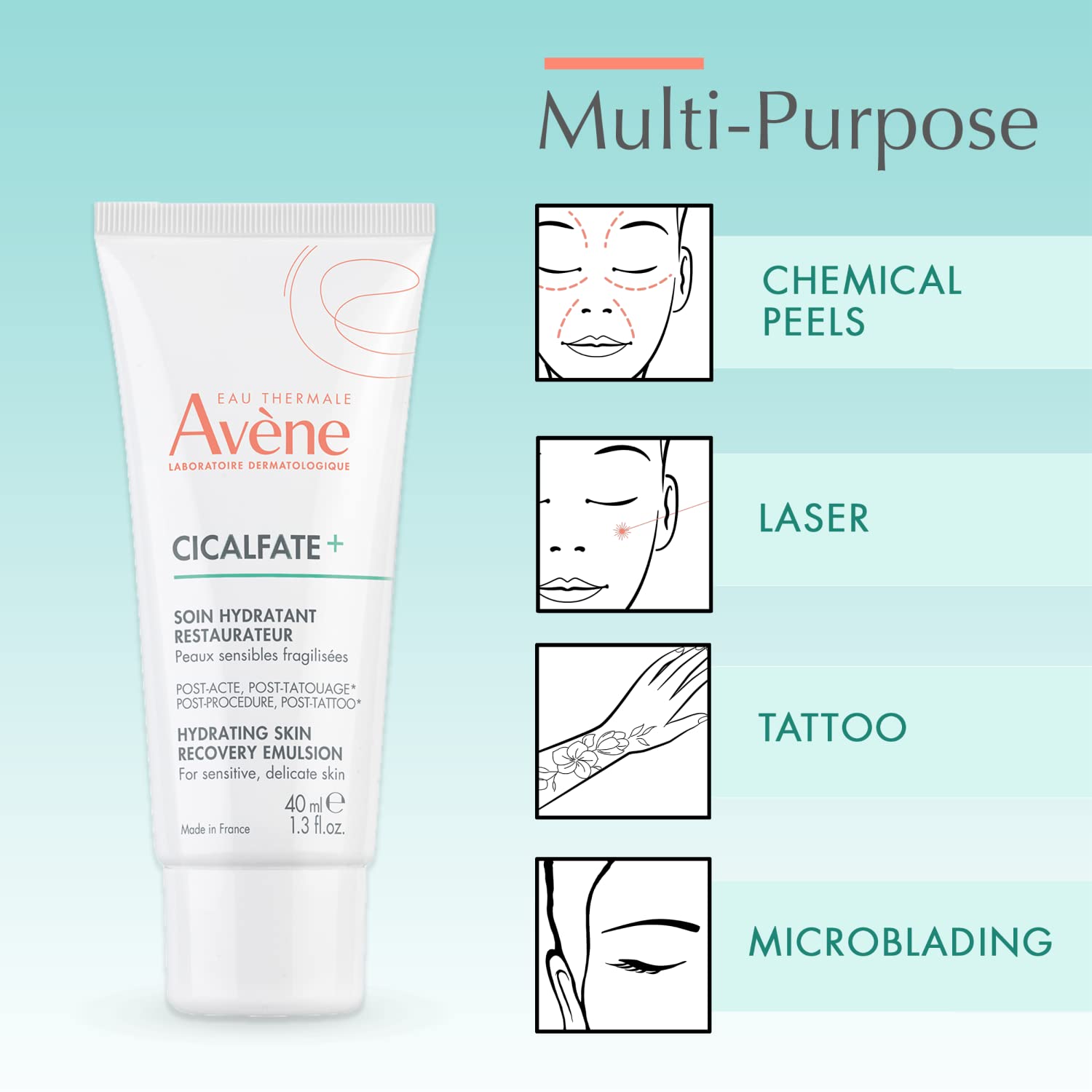 Avène Cicalfate+ emulsion supports post-procedure recovery for tattoos and microblading.