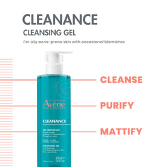 Avène Cleanance Cleansing Gel bottle with cap; ideal for daily face and body cleansing