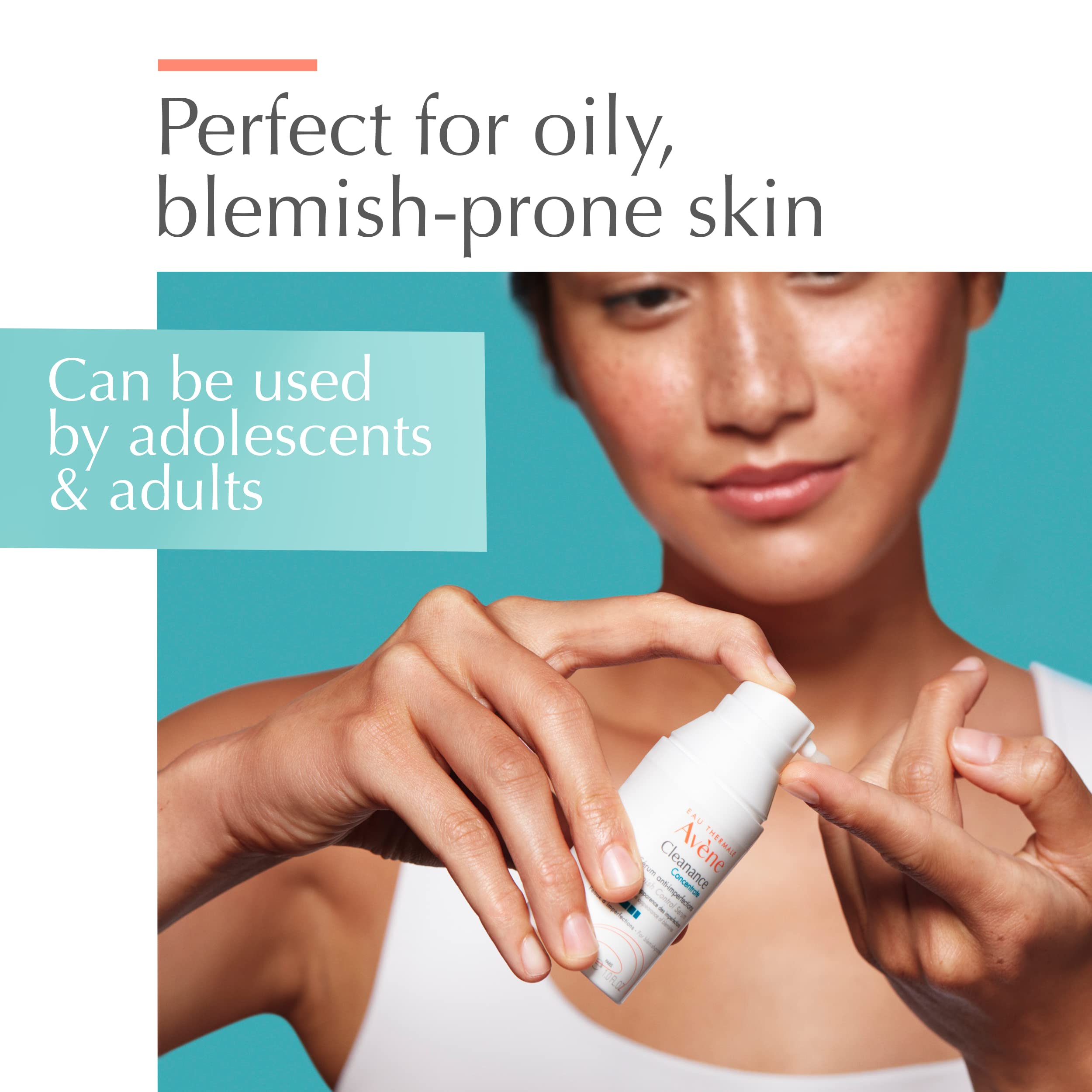 Avène Cleanance Concentrate action image hints at oil control benefits.