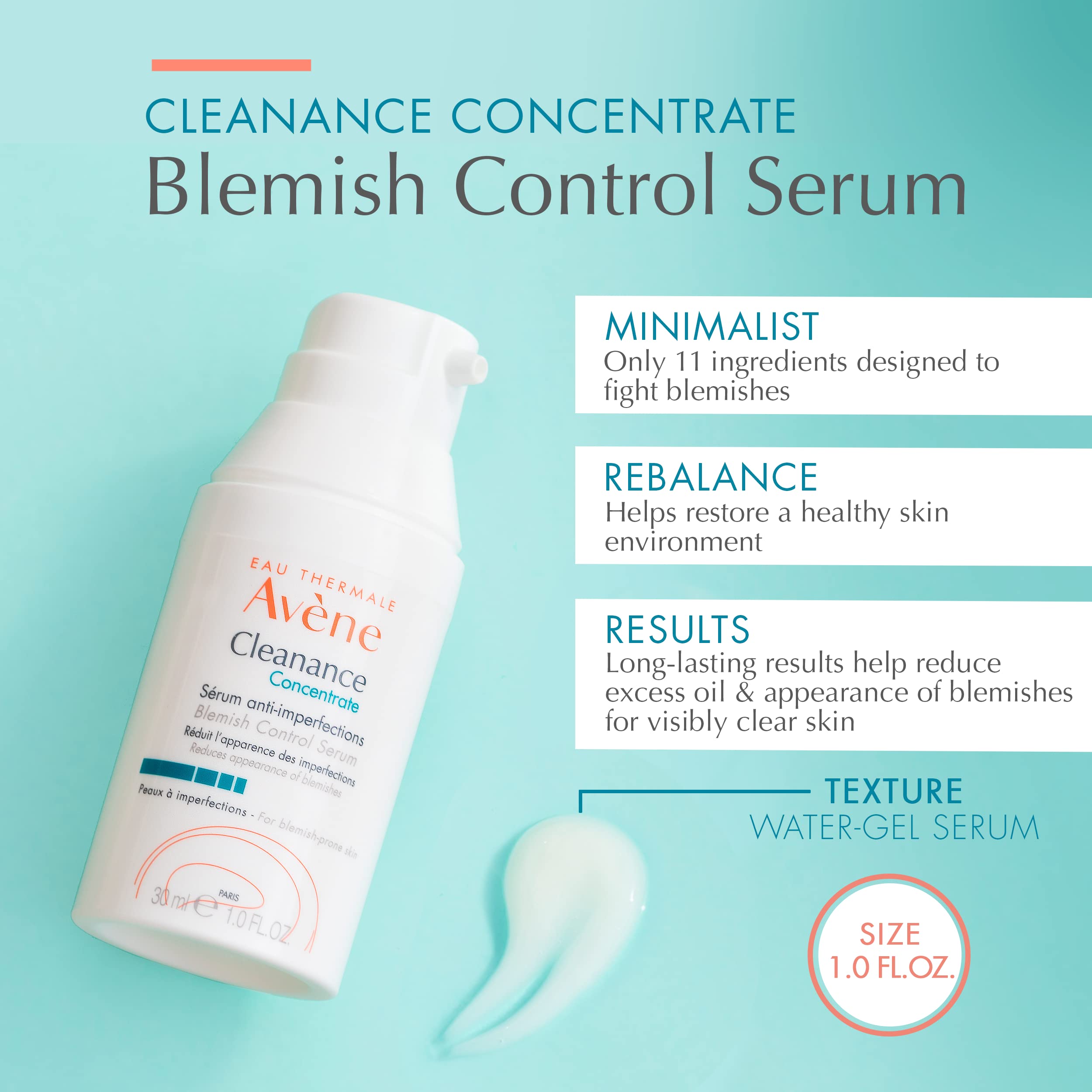 Avène Cleanance Concentrate serum on skin highlights targeted blemish care.