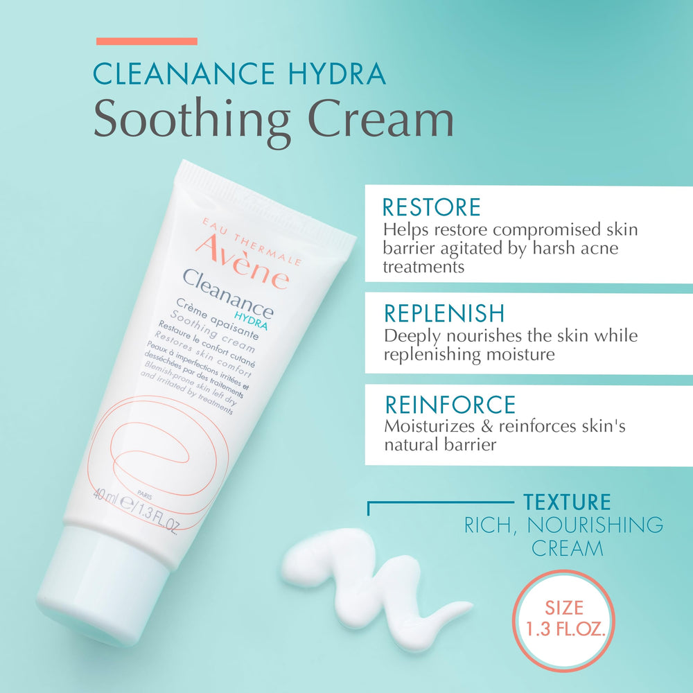 Avène Cleanance HYDRA cream texture swatch showing rich moisture and gentle formula