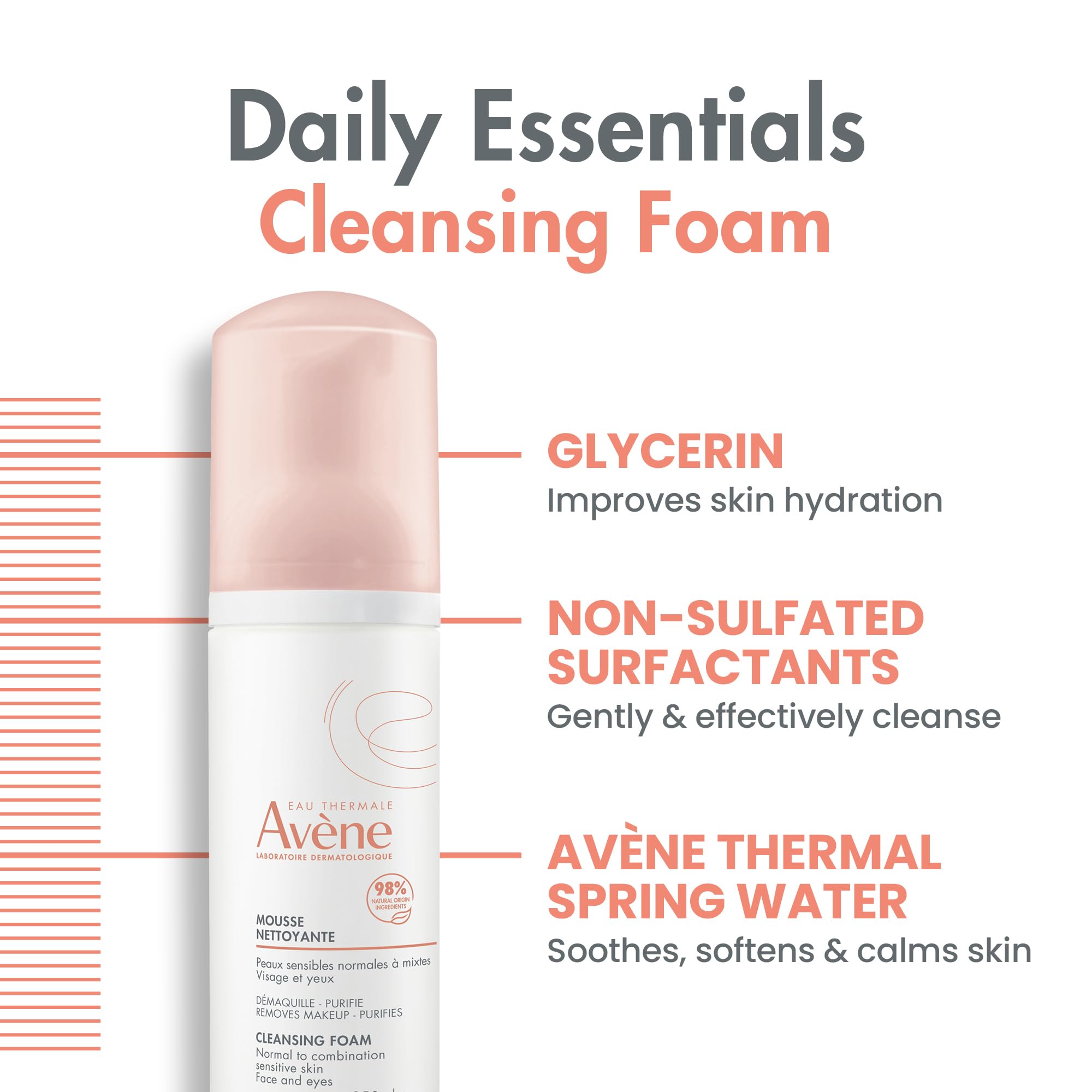Avène Cleansing Foam skin-refresh captures a cooling finish after cleansing.