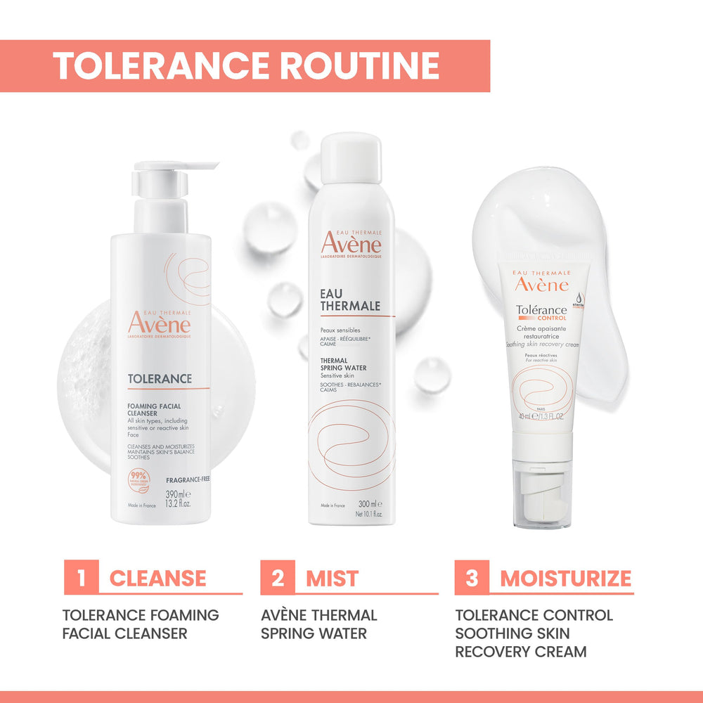 Avène daily-care routine imagery suggests simple morning or evening cleanse.