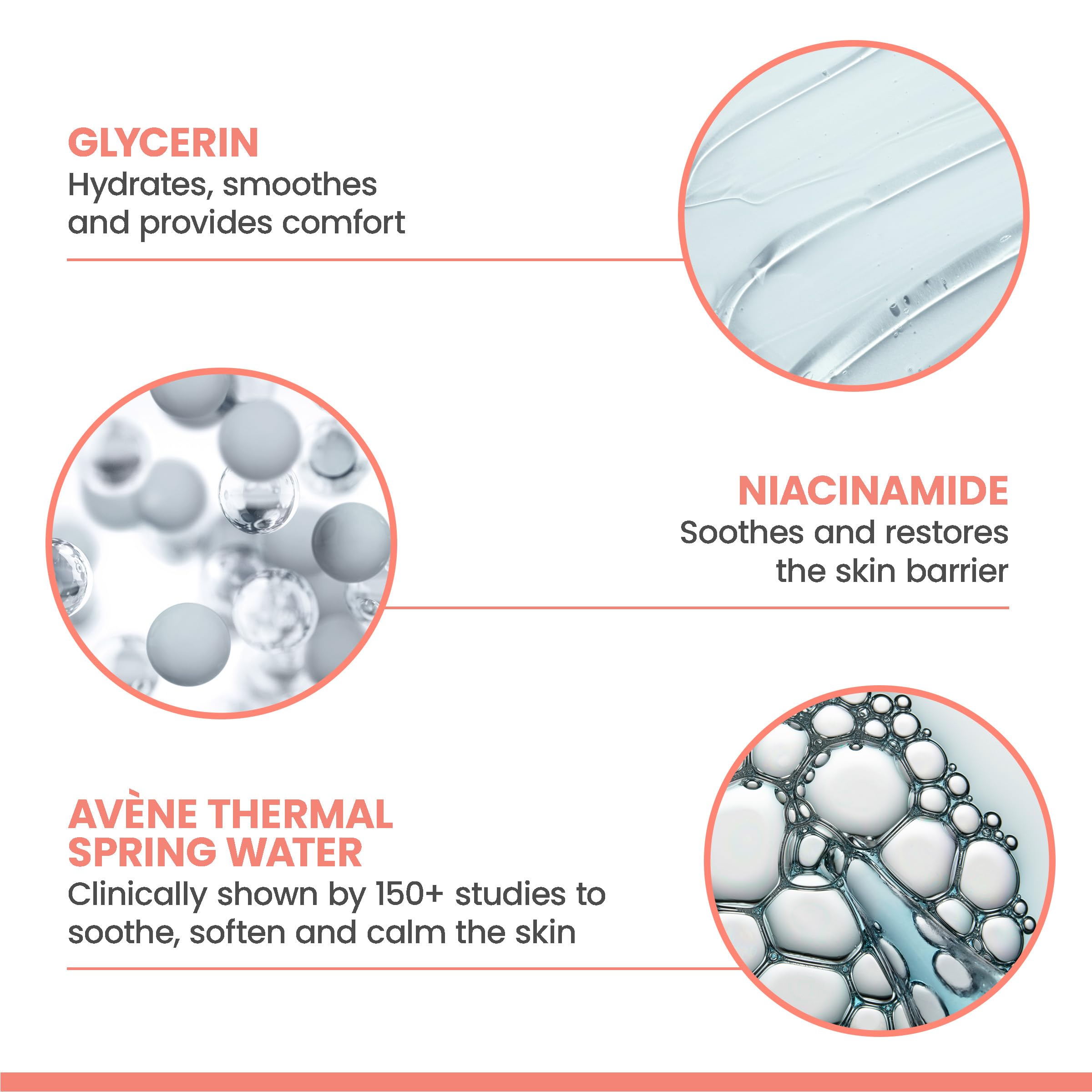 Avène cleanser shown safe for face, eye contour and lips.