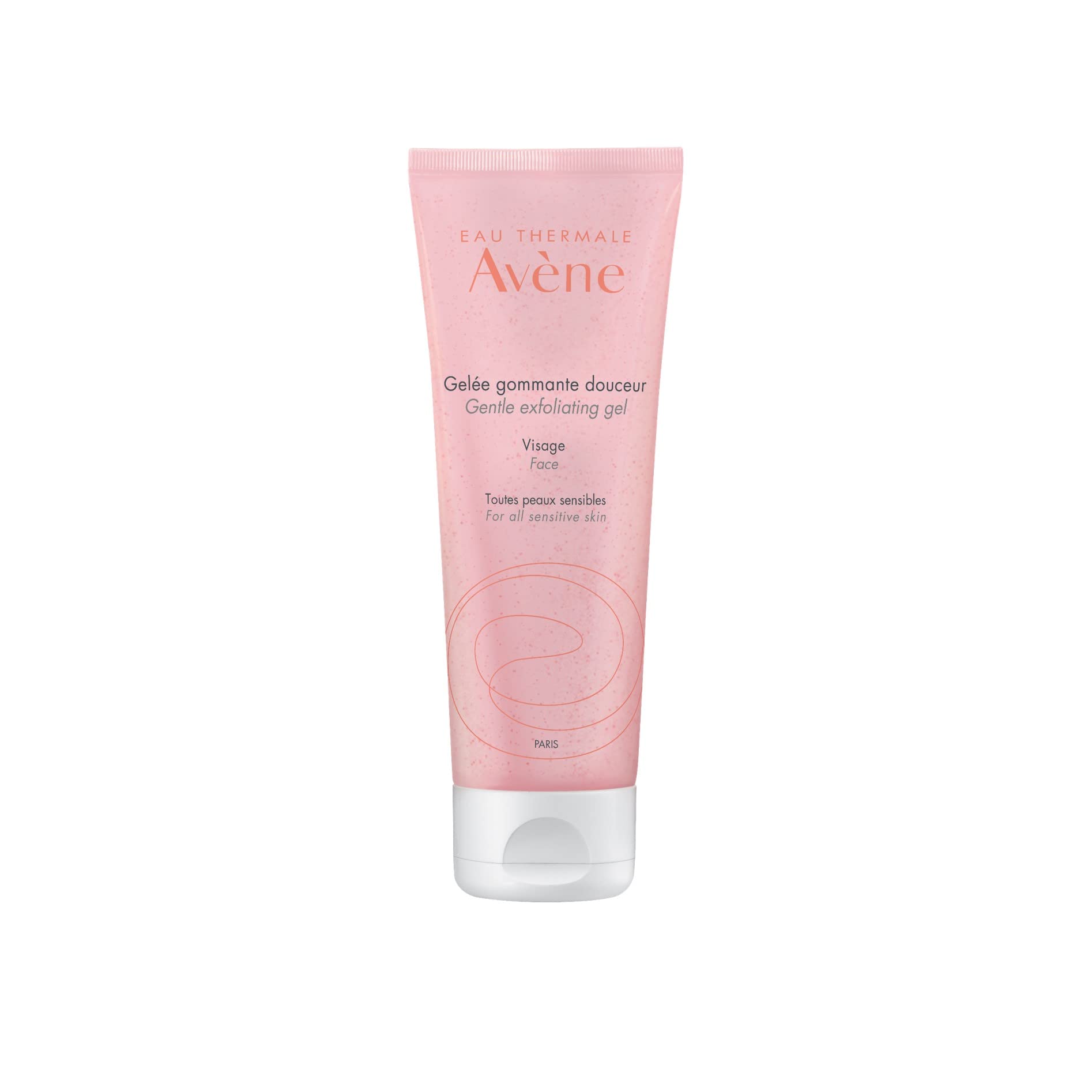 Avène Gentle Exfoliating Gel bottle showing soothing exfoliation for refined pores
