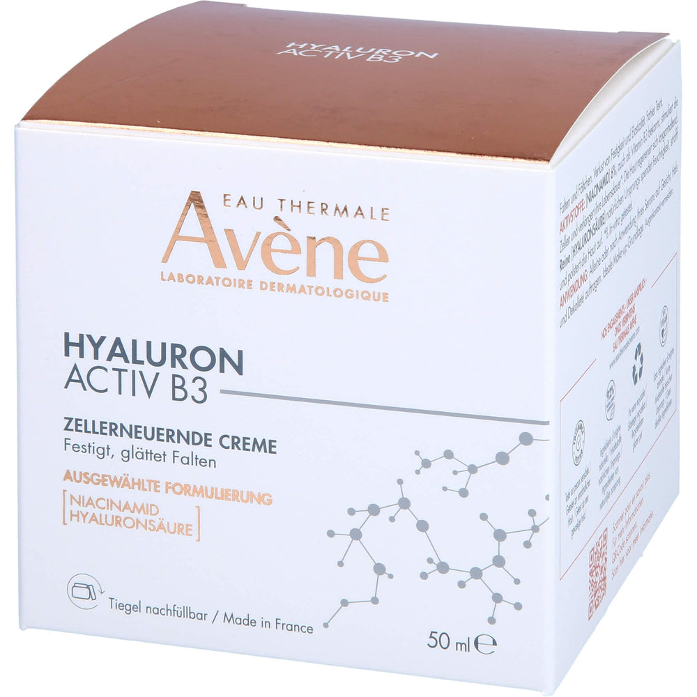 Avène Hyaluron Activ B3 Cream ingredients shot emphasizes niacinamide and hyaluronic acid.