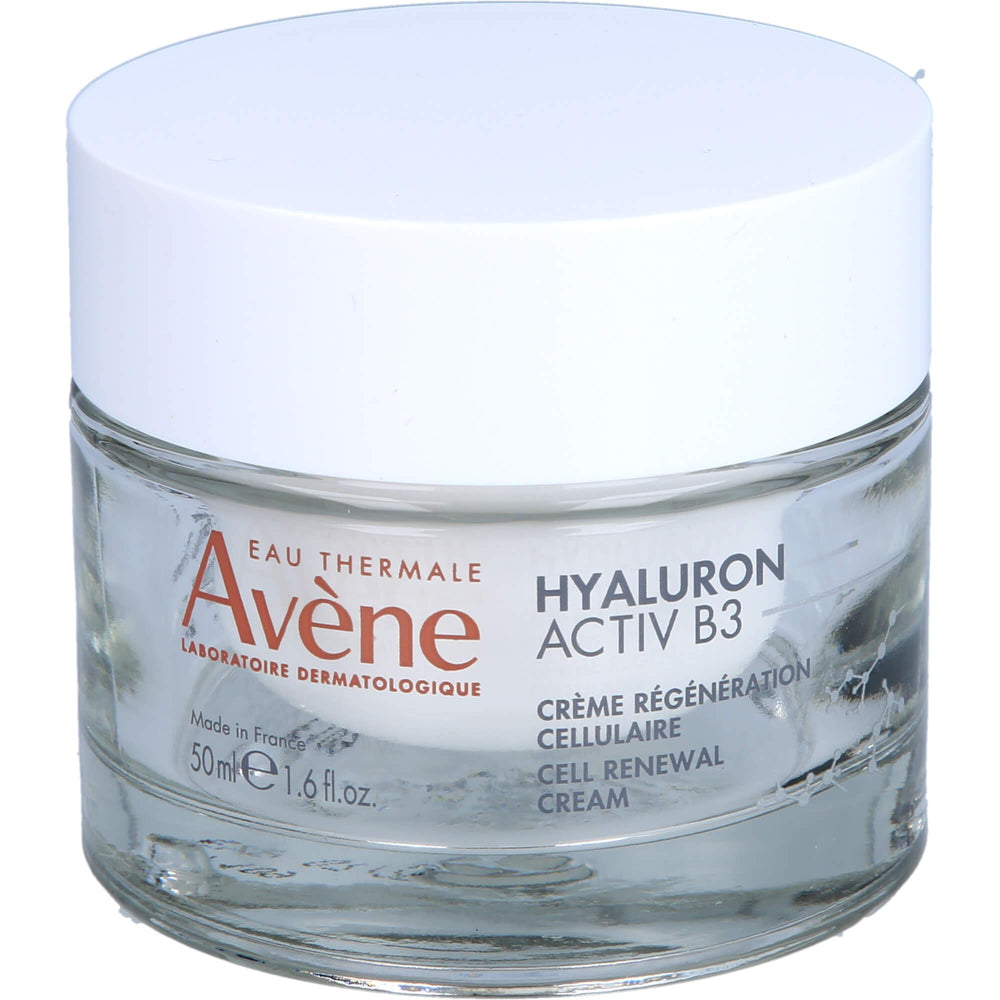 Avène Hyaluron Activ B3 Cream jar display reveals rich texture and ease of use.