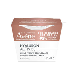 Avène Hyaluron Activ B3 refill pod on counter, eco-friendly packaging reduces waste.