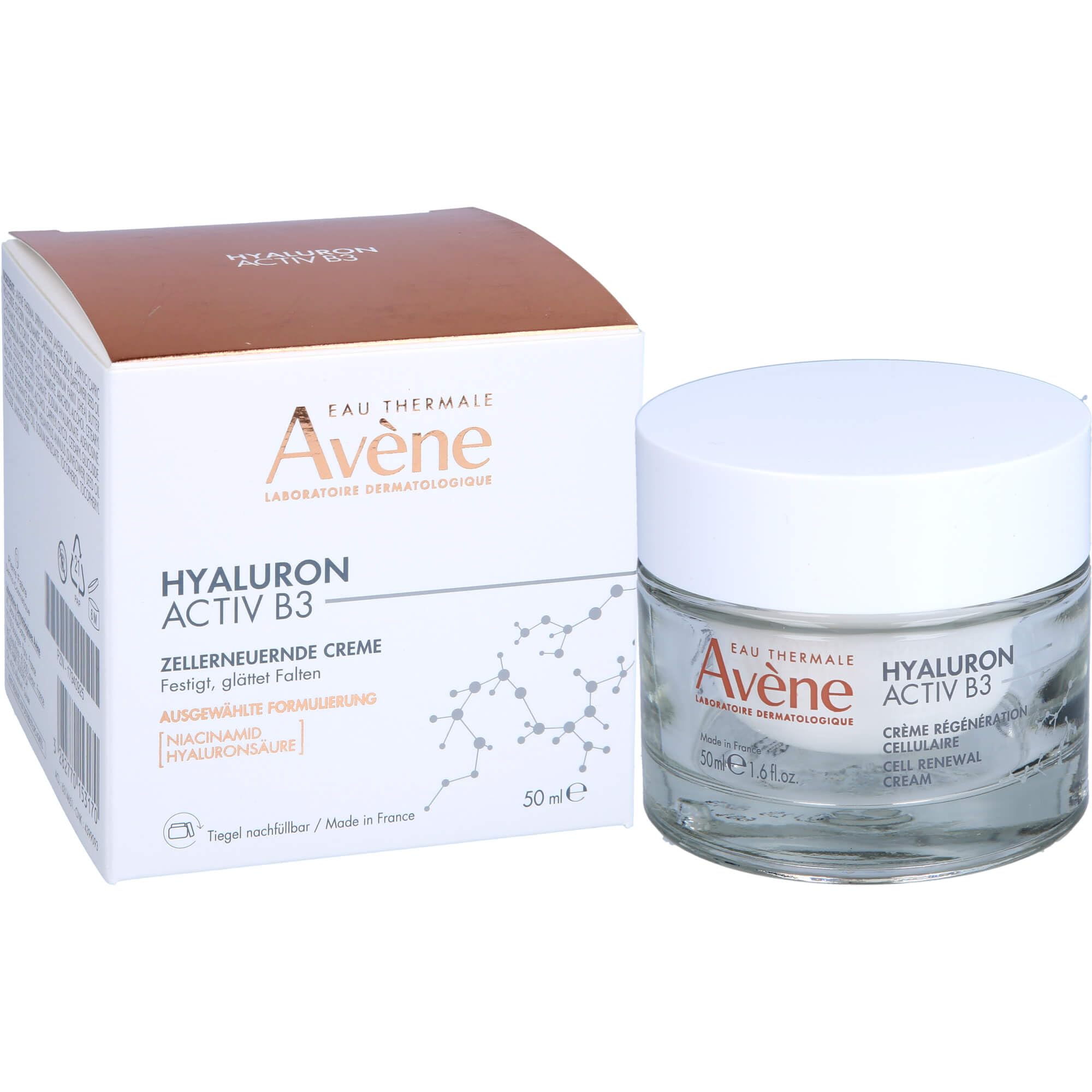 Avène Hyaluron Activ B3 Cream texture close-up highlights velvety finish and plumpness.