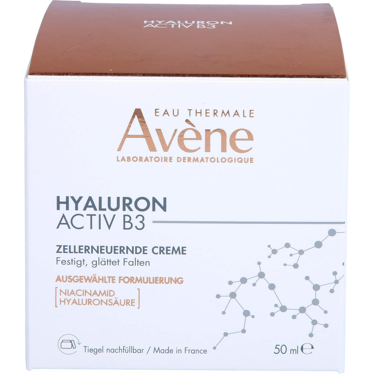 Avène Hyaluron Activ B3 Cream tube open, smooth texture ideal for daily hydration.