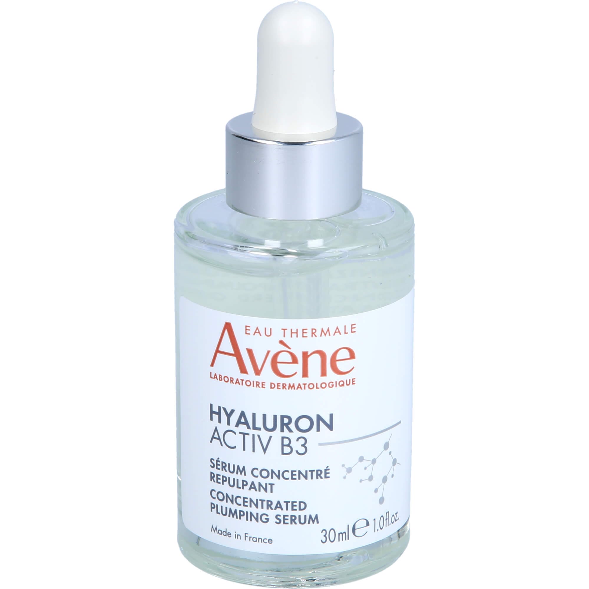 Avène Hyaluron ACTIV Serum Packaging box conveys premium, travel-friendly 1 oz.