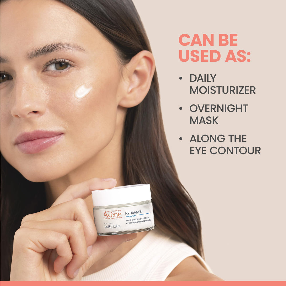 Graphic note of 72-hour hydration from Avène Hydrance Aqua-Gel Cream.