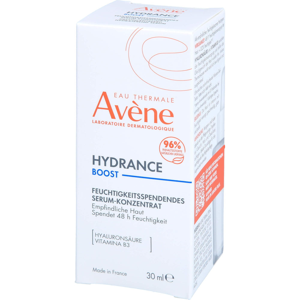 Premium packaging of Avène Hydrance Boost Serum with precise dropper