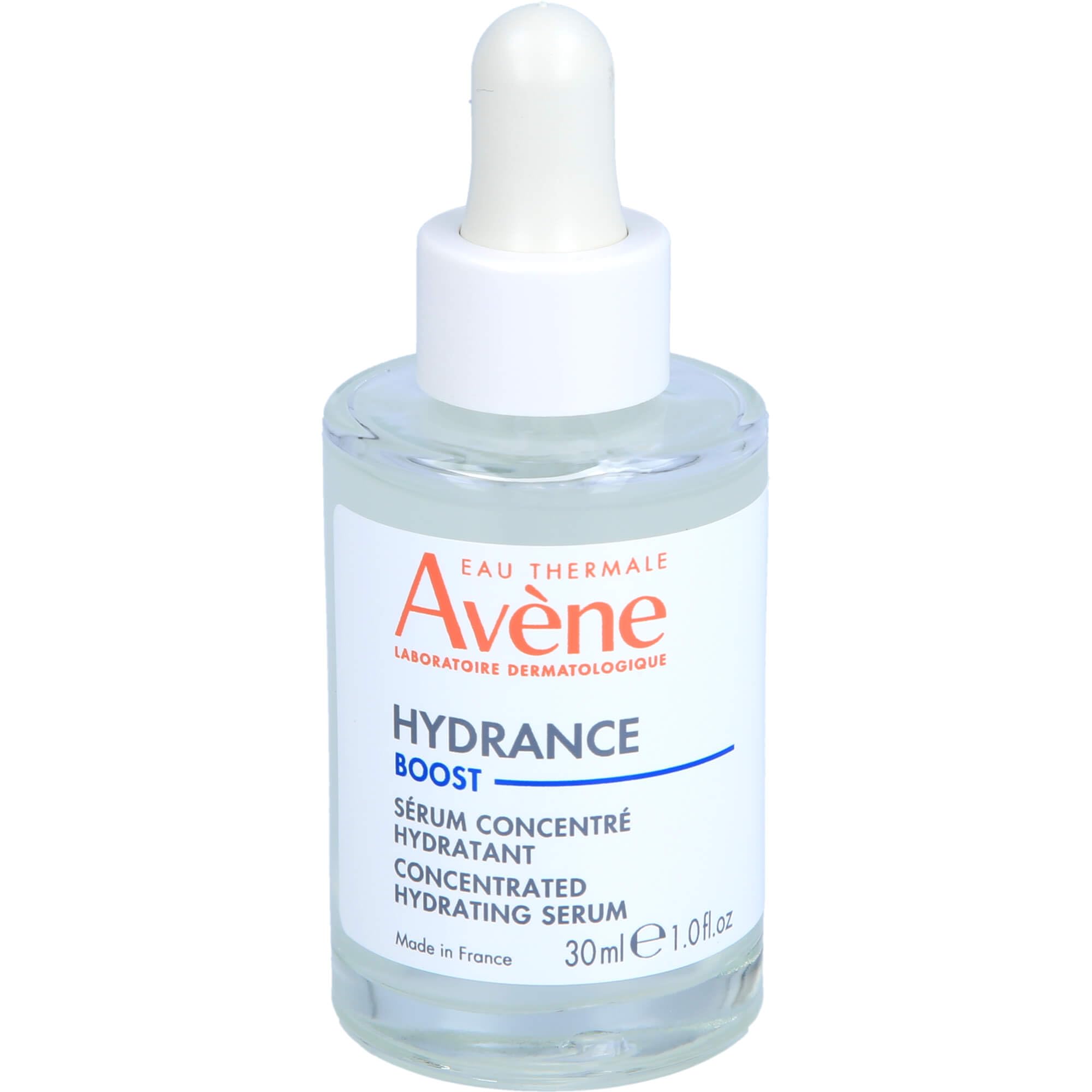 Label highlights all-natural ingredients on Avène Hydrance Boost Serum packaging