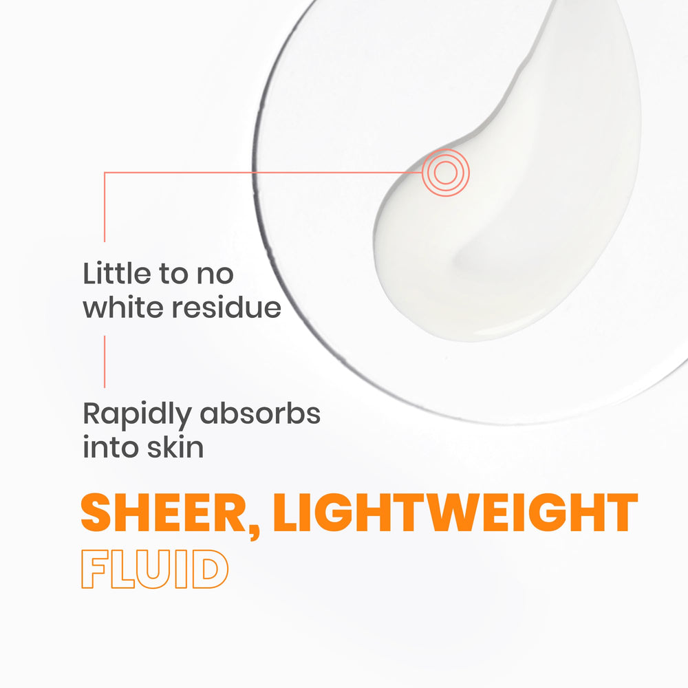 Avène Mineral Sunscreen Fluid demonstrates a sheer, non-white cast finish