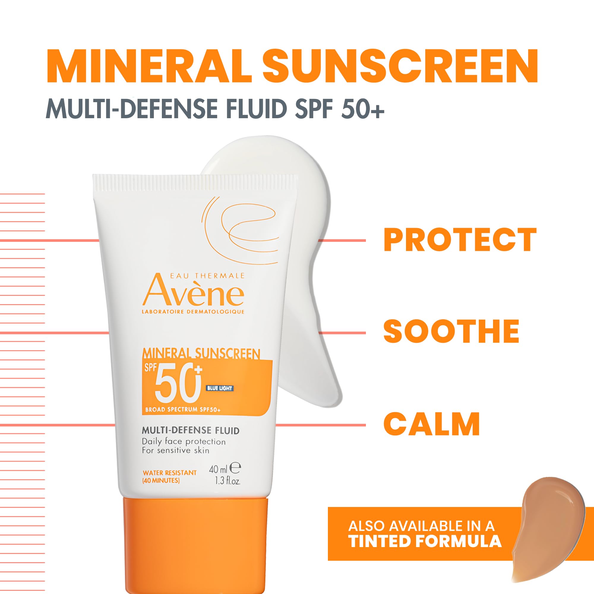 Texture swatch of Avène Mineral Sunscreen Fluid, a light non-greasy finish