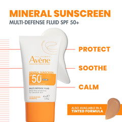 Texture swatch of Avène Mineral Sunscreen Fluid, a light non-greasy finish
