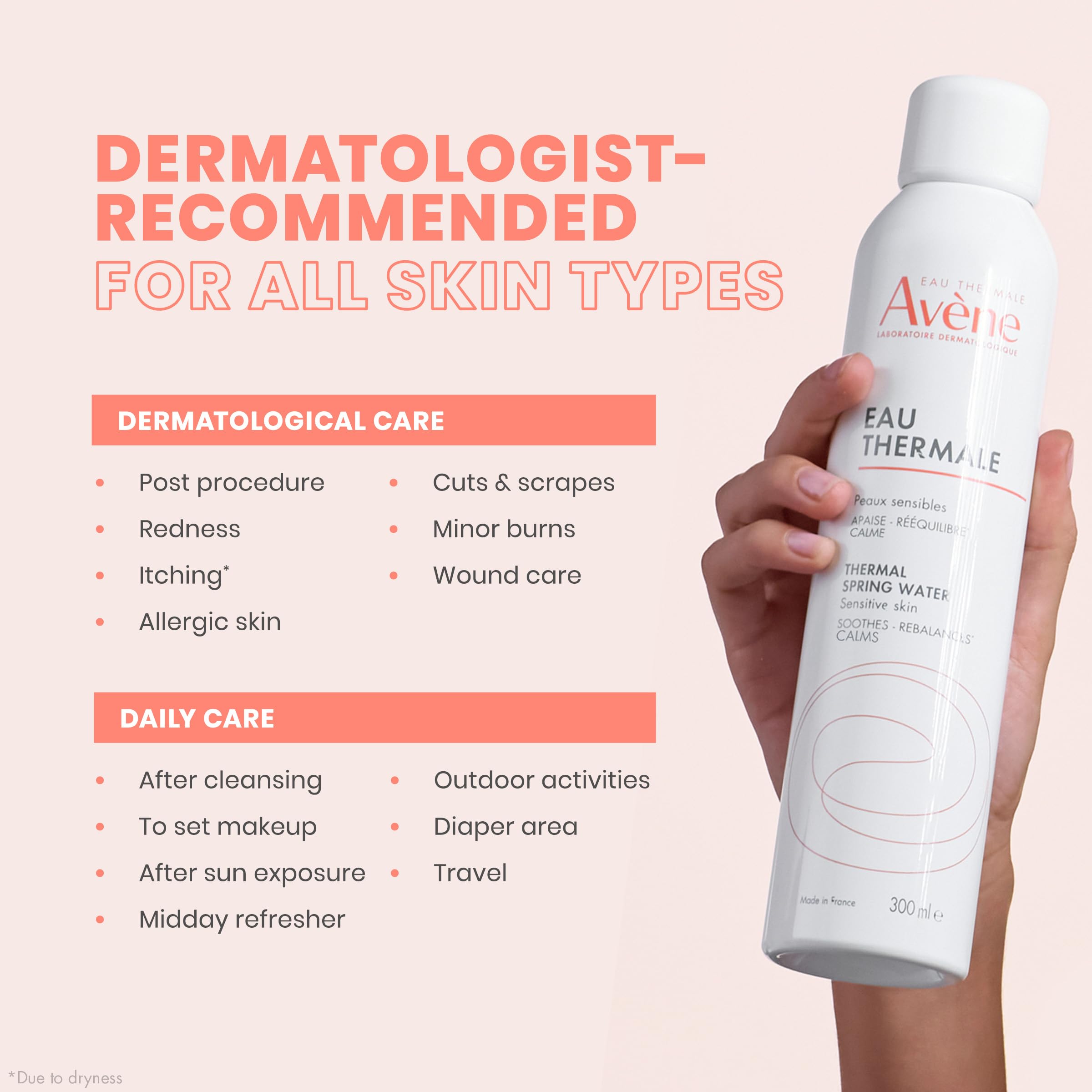 Avène mist close-up, fine spray for quick relief.