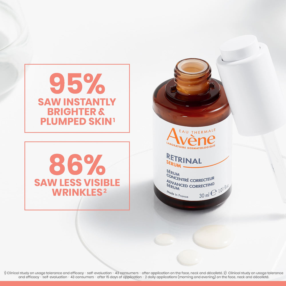 Texture swatch of Avène RetrinAL serum highlighting smooth absorption