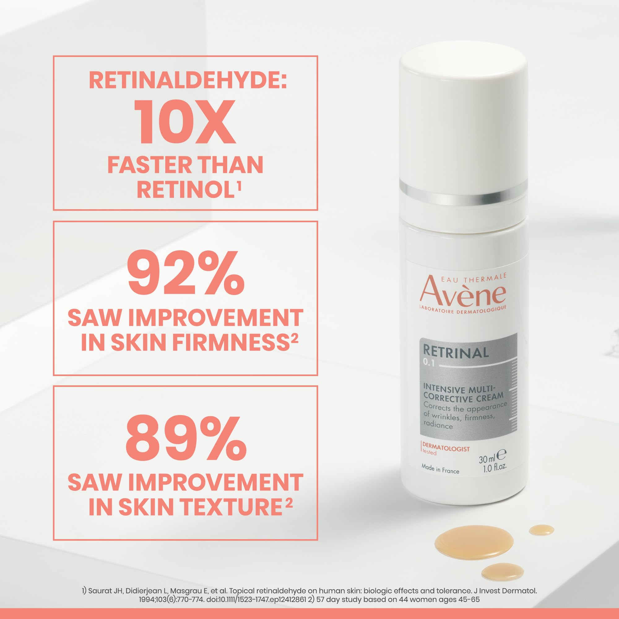 Close-up of Avène Retrinal 0.1% cream texture for gentle care.