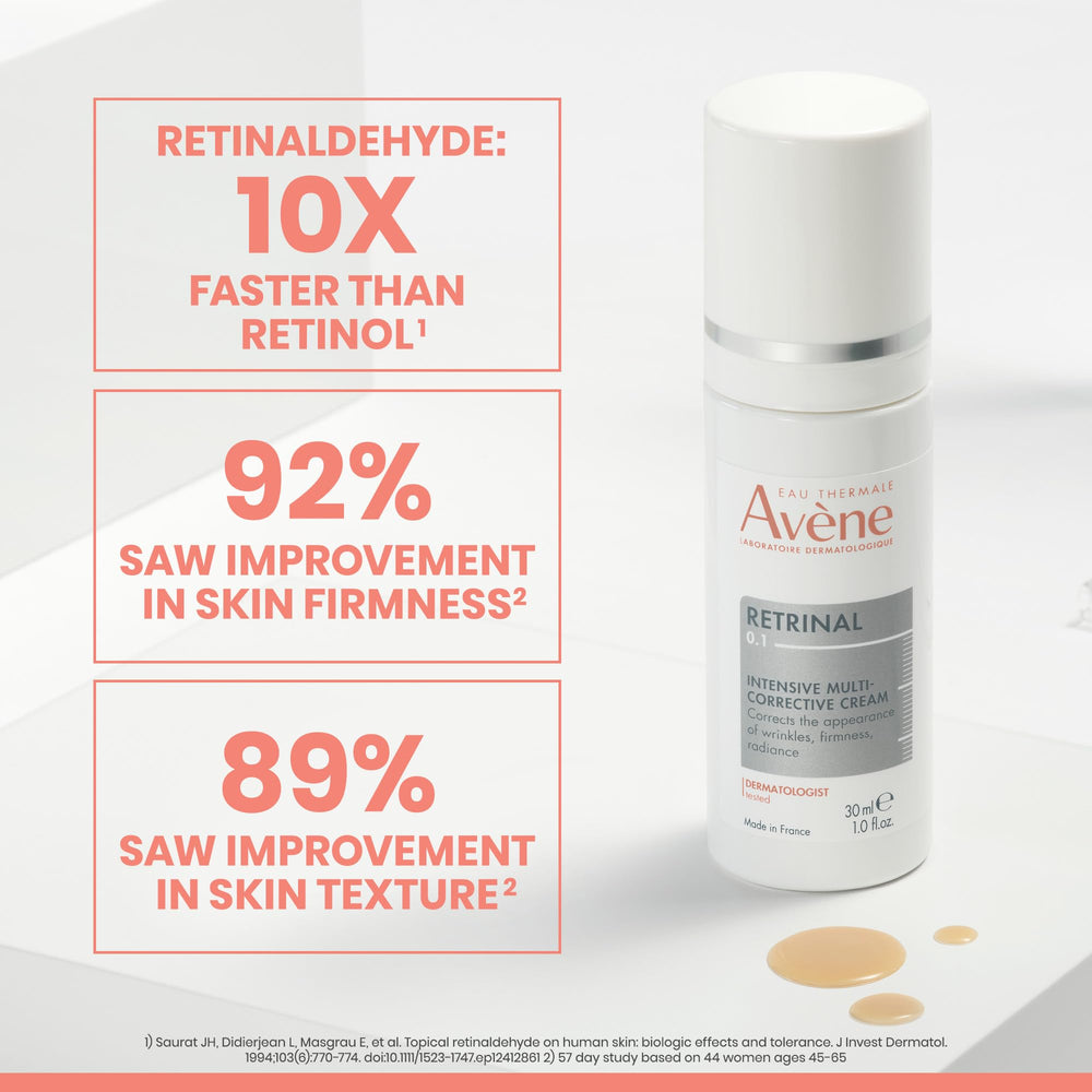 Close-up of Avène Retrinal 0.1% cream texture for gentle care.