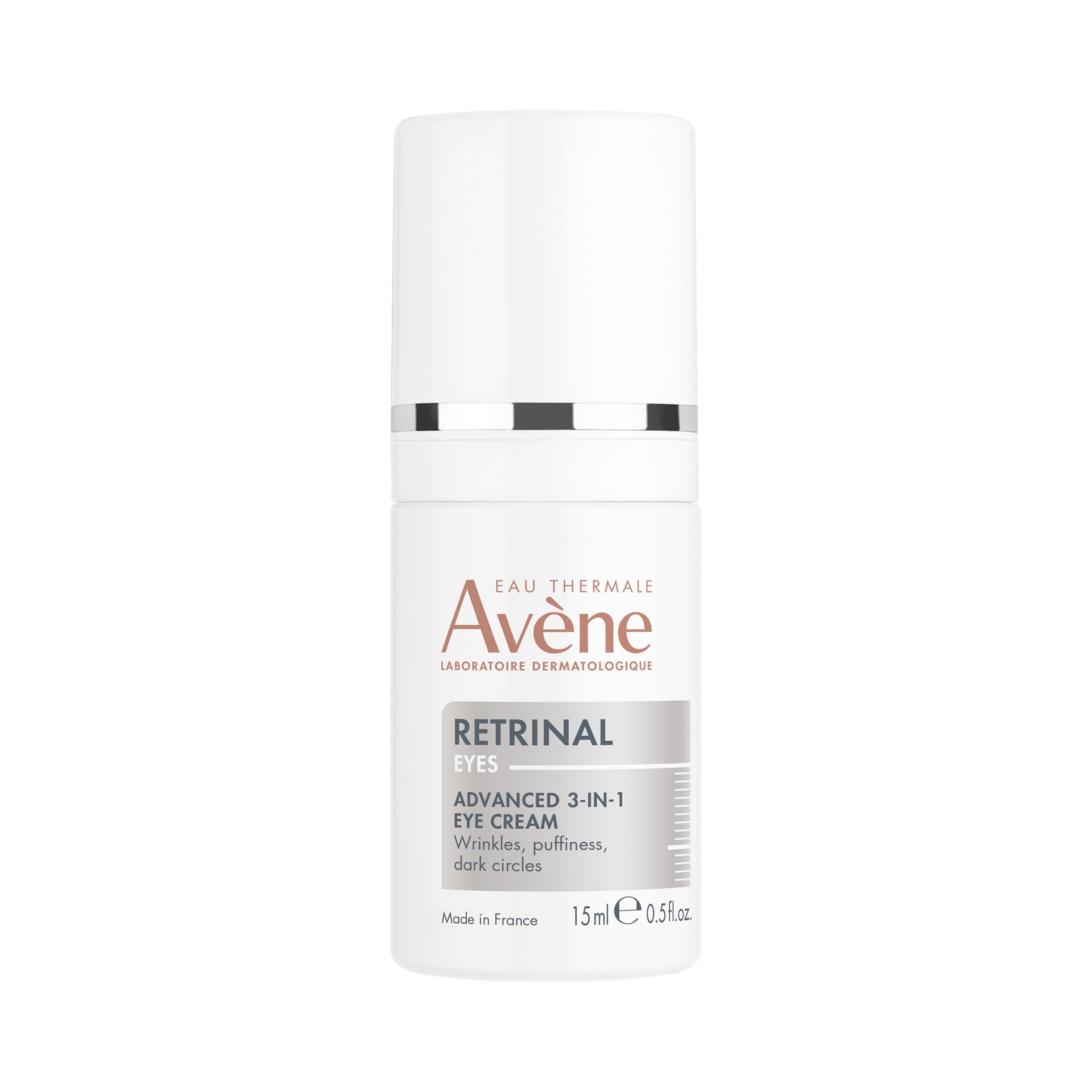 Avène Retrinal Eyes advanced 3-in-1 cream jar showing smoothing and hydration for the eye contour