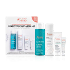 Avène Sensitive Skin Cleanser bottle in starter kit with soothing focus