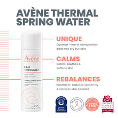 Close-up reveals Avène minerals in the water for skin balance