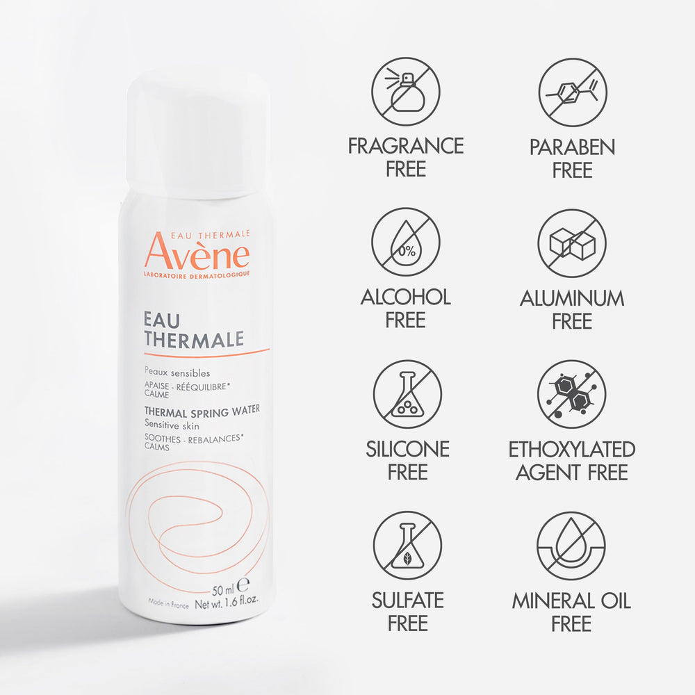 Smoothing skin texture after each light application of Avène water
