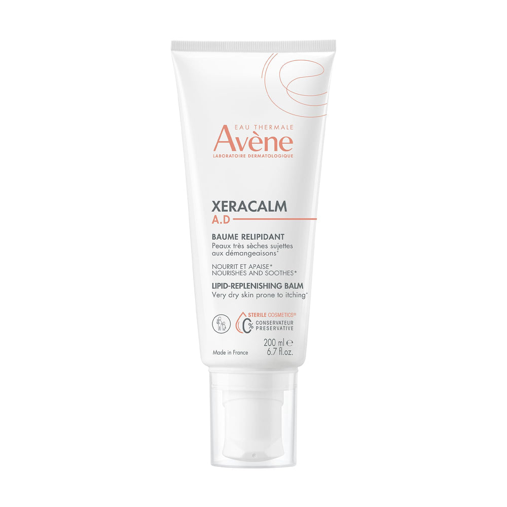 Avène XeraCalm A.D balm packaging highlights preservative-free formula