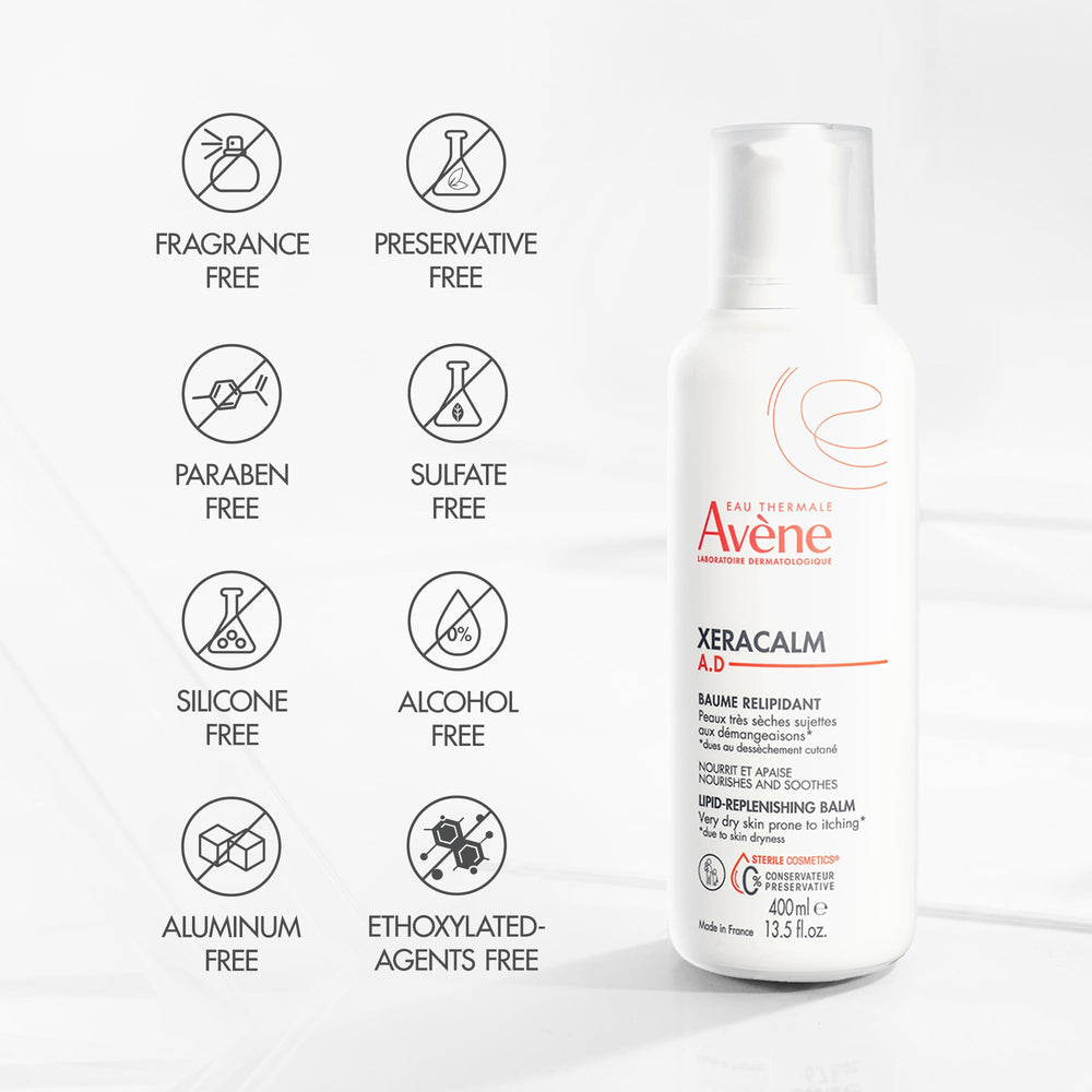 Sterile packaging badge on Avène XeraCalm A.D balm tube