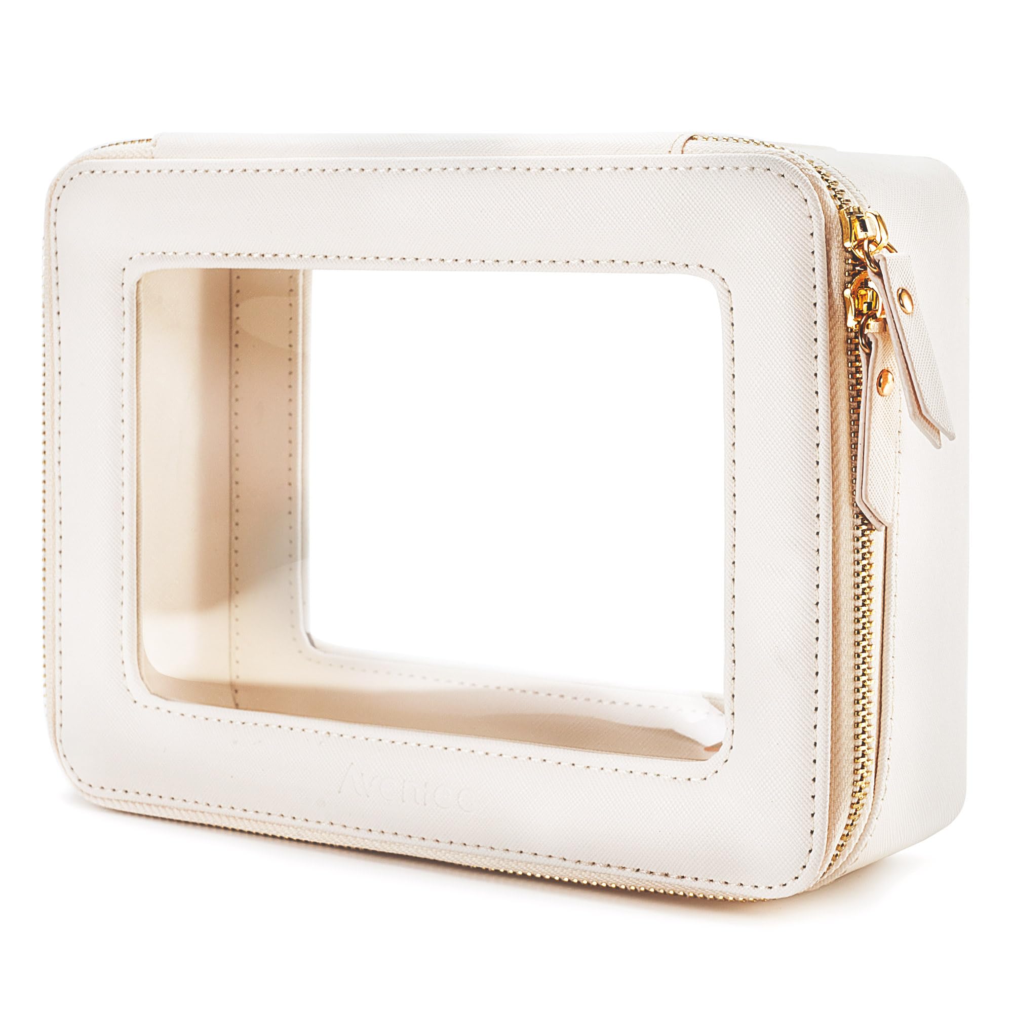 Aveniee Clear Makeup Bag with premium PU leather adds travel durability.