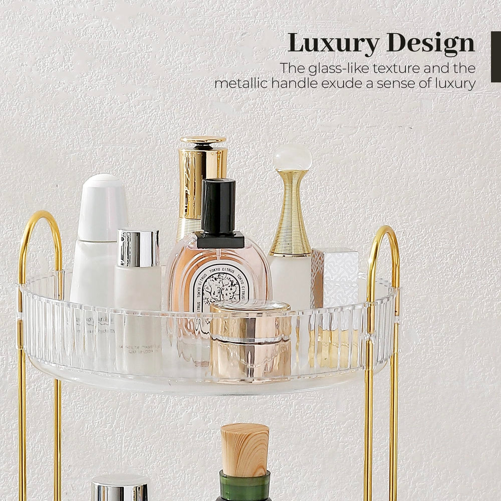 Aveniee 360° rotating organizer with ABS and gold base.