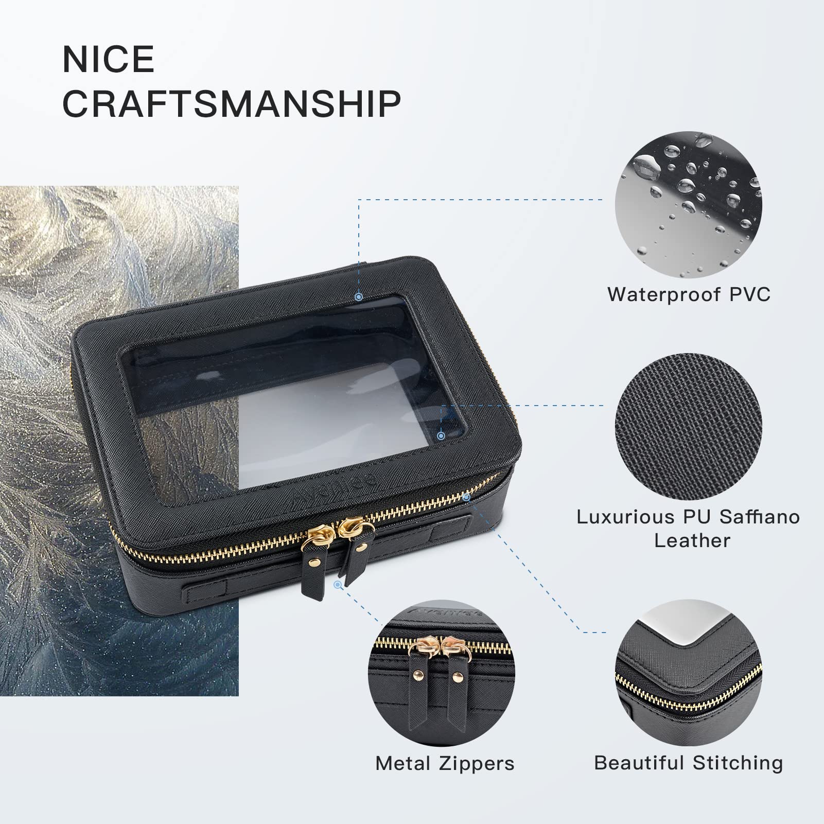 Aveniee premium saffiano PU leather pouch offers durable, structured storage.