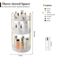 Aveniee vanity organizer 3-tier stores perfumes and skincare.