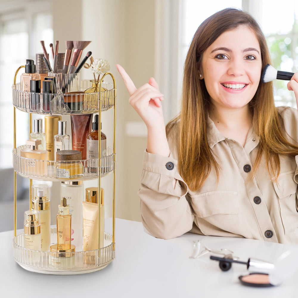 Elegant white vanity organizer, a gift for cosmetics lovers.