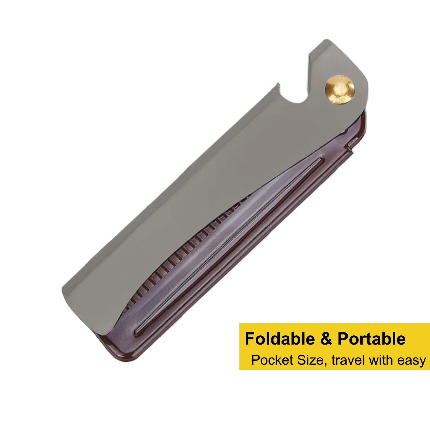 Avenoir folding comb folded size fits easily into any pocket.