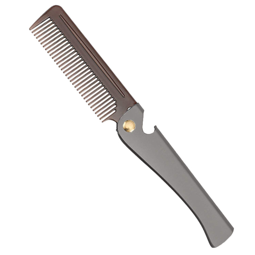 Avenoir folding stainless steel comb in compact form for on-the-go grooming.