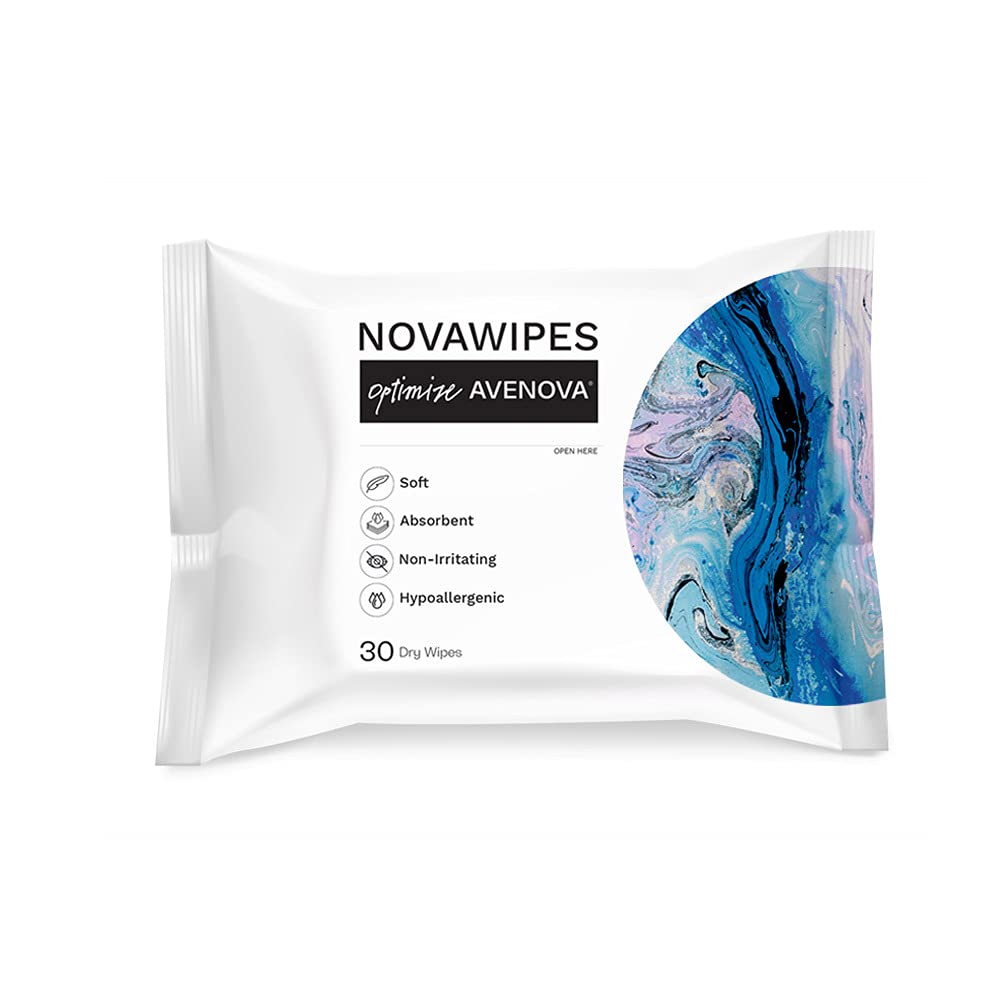 Avenova NovaWipes para parpados, toallitas secas suaves y absorbentes para higiene ocular.