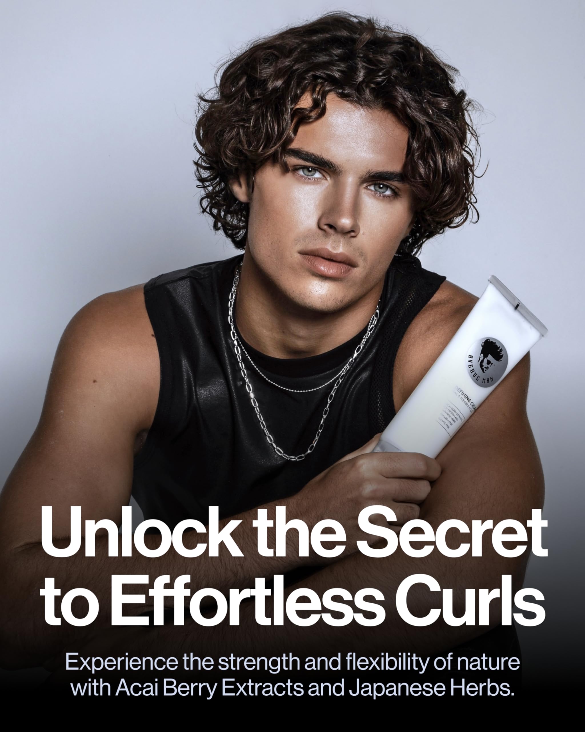 Avenue Man Curl Defining Cream root-strength formula visibly smooths cuticles