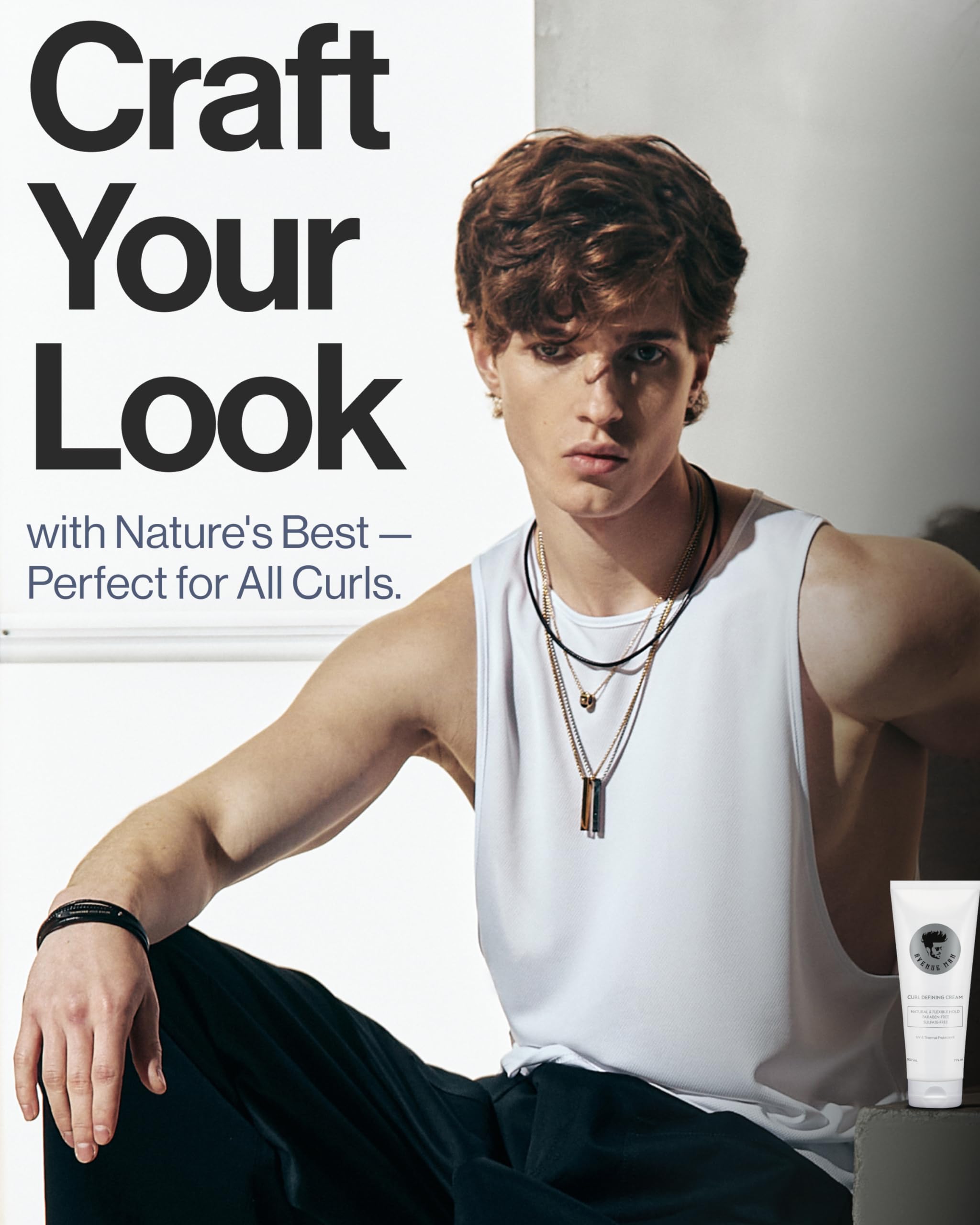 Avenue Man Curl Defining Cream with natural extracts for smooth shine