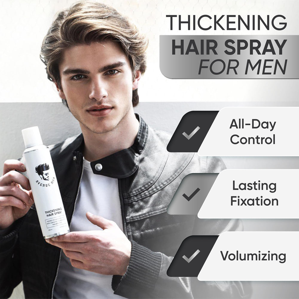 Hair hold demonstration with Avenue Man thickening spray for all-day shape