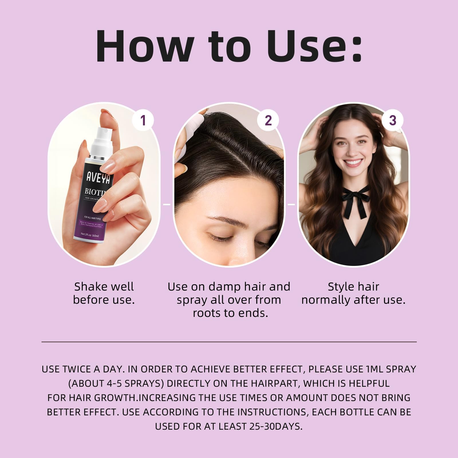 AVEYA Hair Growth Spray castor oil shot for smooth application
