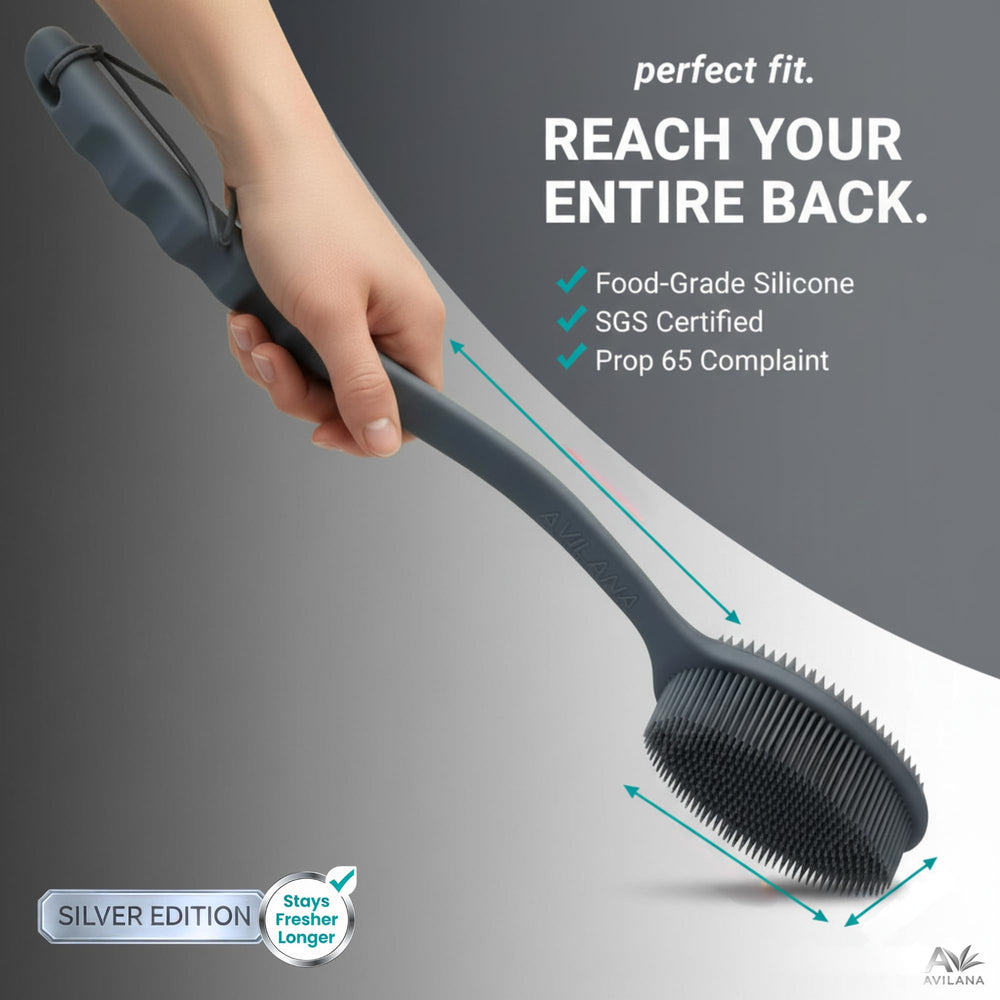 Avilana non-slip grip keeps the brush steady in showers.