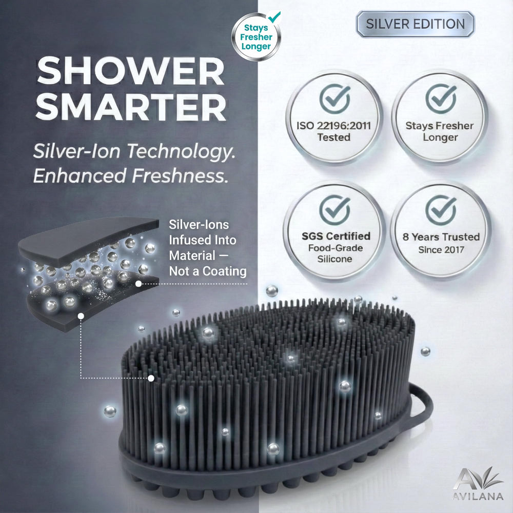 Avilana Silver Edition soft nubs and bristles provide gentle cleansing.