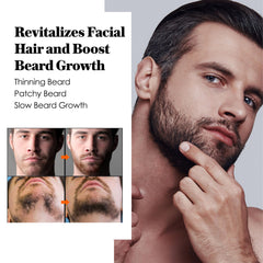 Hands applying AVITAPURE beard oil to facial hair for nourishment.